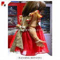 Wholesale red organza christmas flutter sleeve dress